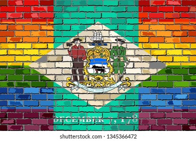 Brick Wall Delaware and Gay flags - Illustration