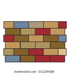 A brick wall with different types of tiles - Construction Illustration  - vector , icon 