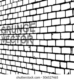 Brick wall with diminishing perspective. Grunge vector graffiti. Abstract stylish background.