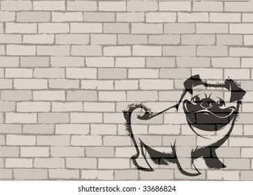 Brick wall with dog