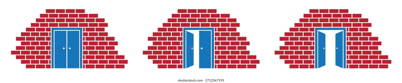 Icono de puerta de pared de ladrillo, Ilustración vectorial