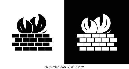 Brick wall and fire icon concept, vector illustration