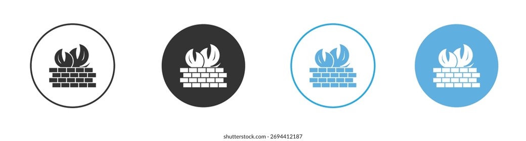 Brick wall and fire icon. Graphic icon design template