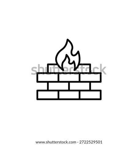 Brick Wall With Flame Outline Icon Protection Firewall