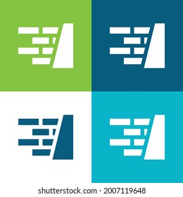 Brillenwand Flach vier Farben minimaler Icon Set
