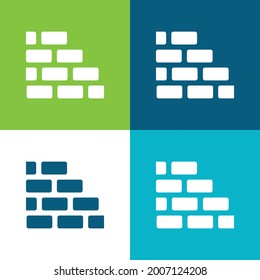 Brick Wall Flat four color minimal icon set