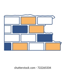 brick wall flat icon in color sections silhouette vector illustration
