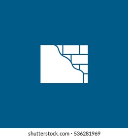 Brick Wall Flat Icon On Blue Background