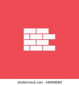 Brick Wall Flat Icon On Red Background
