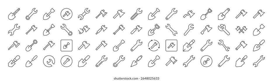 Brick Wall, Floor Plan, Building Line Icon Pack. Outline Signs for Graphic and Web Design, Apps, Adverts, Various Cards