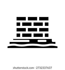 Brick wall foundation forming a resilient architectural element, emphasizing construction strength, stability, and the groundwork for a solid structural build