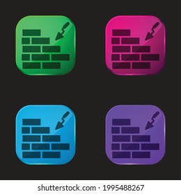 Brick Wall four color glass button icon