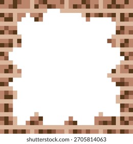 Marco de pared de ladrillo con pixel art