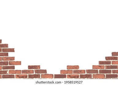 Brick wall frame vector that collapsed to 25% of reddish brown