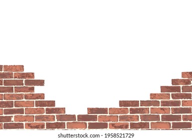 Brick wall frame vector that collapsed to 35% of reddish brown