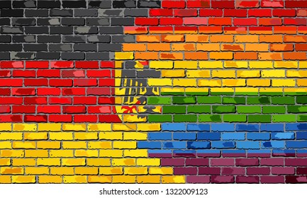 Brick Wall Germany and Gay flags - Illustration