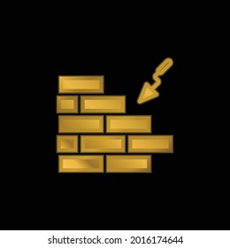 Icono metálico o vector de logotipo en la pared de ladrillos