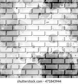 Pared de ladrillo, graffiti de fondo sin fisuras, Ilustración vectorial