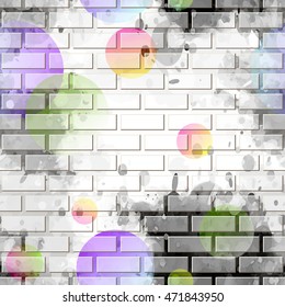 Brick wall, graffiti seamless background, vector illustration