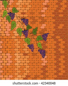 Brick wall with grape vine