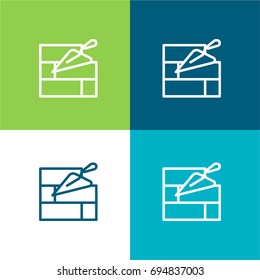 Brick wall green and blue material color minimal icon or logo design