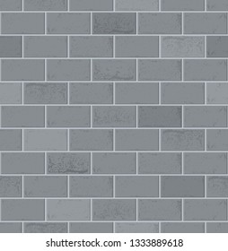Brick wall. Grey brick texture. Seamless vector pattern. Vector illustration