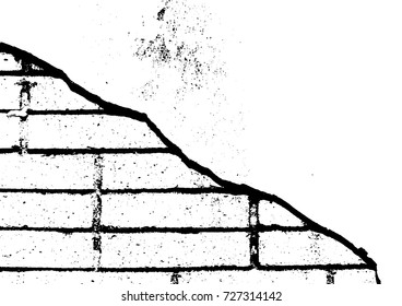 Brick wall. Grunge Abstract Modern Texture Template. Vector illustration. Distress Background. Painting For Creative Graphic Design. Black And White Chaotic Elements Wallpapers.