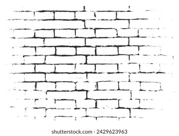 Brick wall. Grunge background. Vector illustration. Black and white.