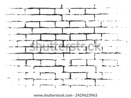 Brick wall. Grunge background. Vector illustration. Black and white.