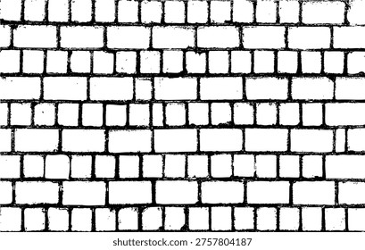 Brick wall grunge pattern. Grey ceramic stone tile, black and white brickwall vector illustration, old brick house construction wallpaper, flat simple rectangle block floor