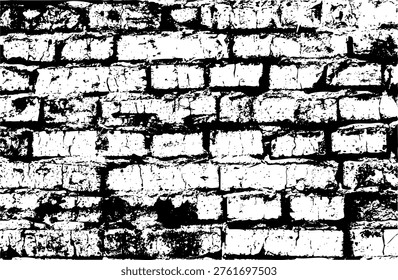 Brick wall grunge pattern. Grey ceramic stone tile, black and white brickwall vector illustration, old brick house construction wallpaper, flat simple rectangle block floor