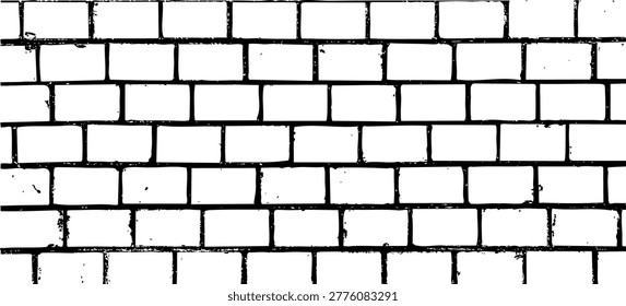 Brick wall grunge pattern. Grey ceramic stone tile, black and white brickwall vector illustration, old brick house construction wallpaper, flat simple rectangle block floor