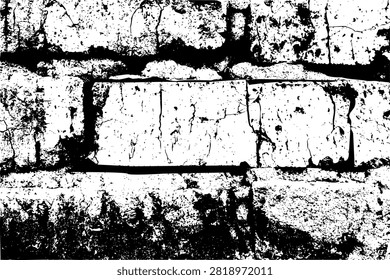 Brick wall grunge pattern. Grey ceramic stone tile, black and white brickwall vector illustration, old brick house construction wallpaper, flat simple rectangle block floor
