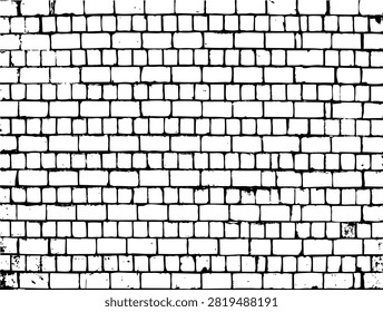 Brick wall grunge pattern. Grey ceramic stone tile, black and white brickwall vector illustration, old brick house construction wallpaper, flat simple rectangle block floor