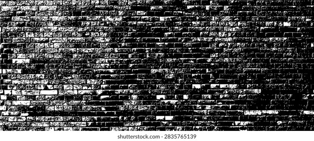 Brick wall grunge pattern. Grey ceramic stone tile, black and white brickwall vector illustration, old brick house construction wallpaper, flat simple rectangle block floor