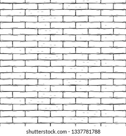 Brick wall. Hand drawn seamless background. Vector illustration