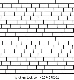 Brick wall hand drawn seamless pattern, black and white lines texture. Doodle style vector