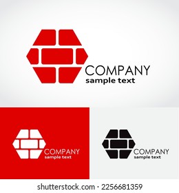 Ziegelwand-Hexagon-Logo-Design