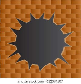 Brick wall hole crack abstract symbol design element, Vector Illustration.