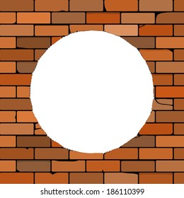 brick wall with a hole vector illustration