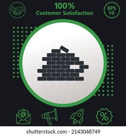 Brick wall icon. Background consisting of green and black colors. modern design
