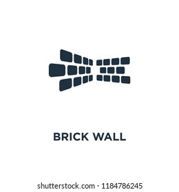 Brick Wall icon. Black filled vector illustration. Brick Wall symbol on white background. Can be used in web and mobile.