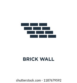 Brick wall icon. Black filled vector illustration. Brick wall symbol on white background. Can be used in web and mobile.