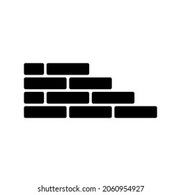 Brick wall icon. Black silhouette. Side view. Vector simple flat graphic illustration. The isolated object on a white background. Isolate.