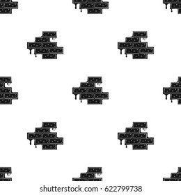 Brick wall icon in black style isolated on white background. Build and repair pattern stock vector illustration.