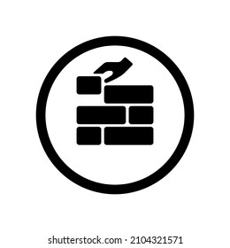 Brick-Wand-Symbol. Baumaterial. Baukonzept. Vektorgrafik auf isoliertem Hintergrund. EPS10.