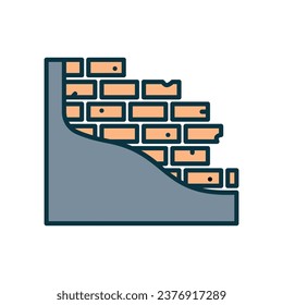 Brick wall icon with concrete coating
