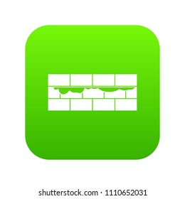 Brick wall icon digital green for any design isolated on white vector illustration
