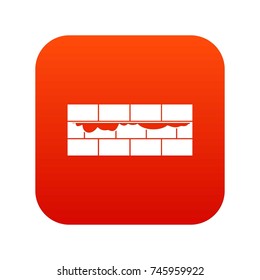 Brick wall icon digital red for any design isolated on white vector illustration