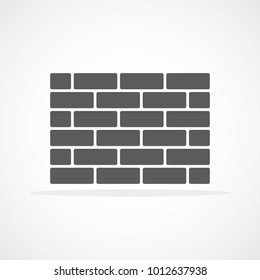 Brick wall icon in flat design. Vector illustration. Gray symbol of construction.